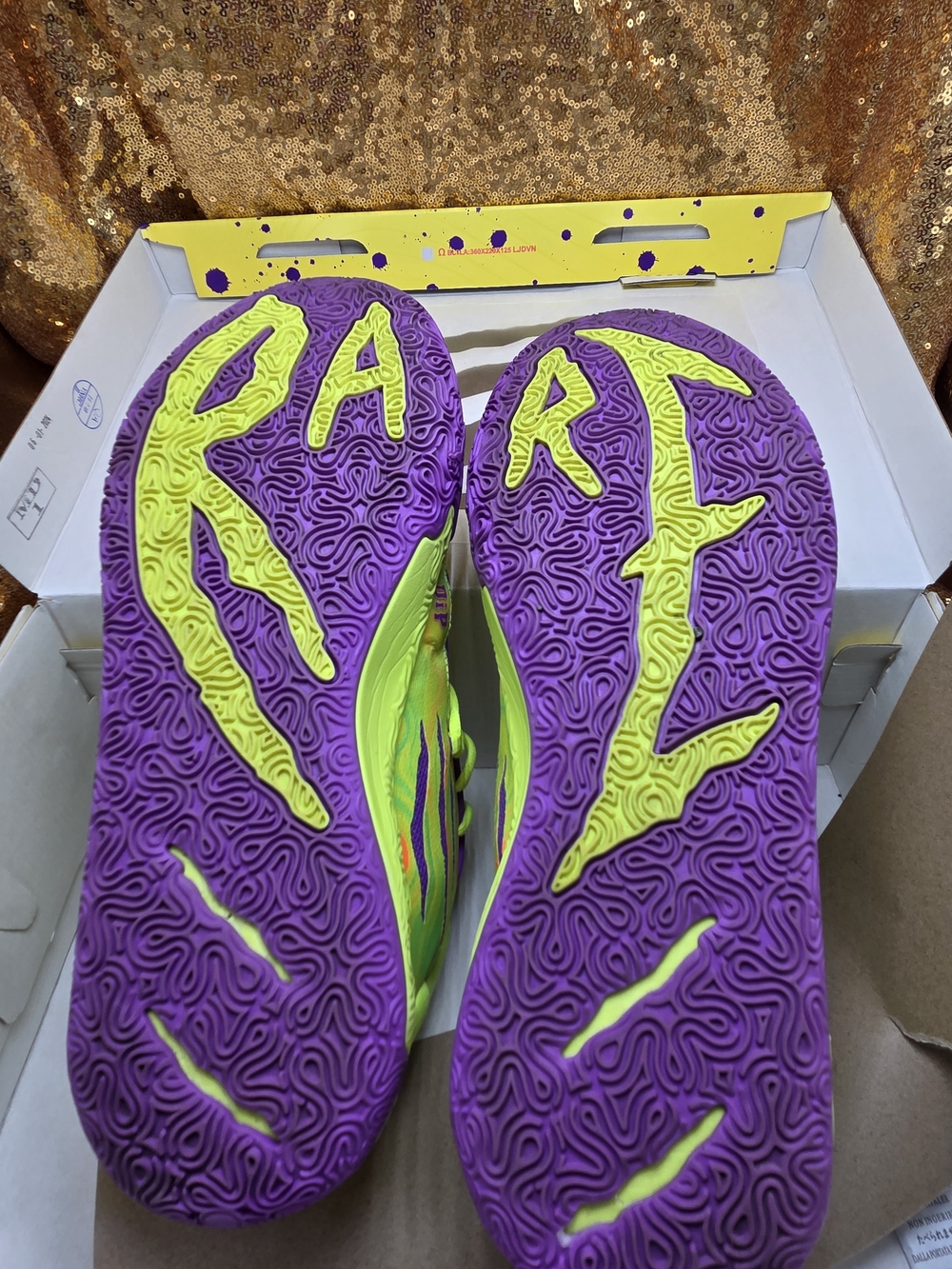 Mens Neon Yellow & Purple Athletic Sneakers - Picture 8 of 10